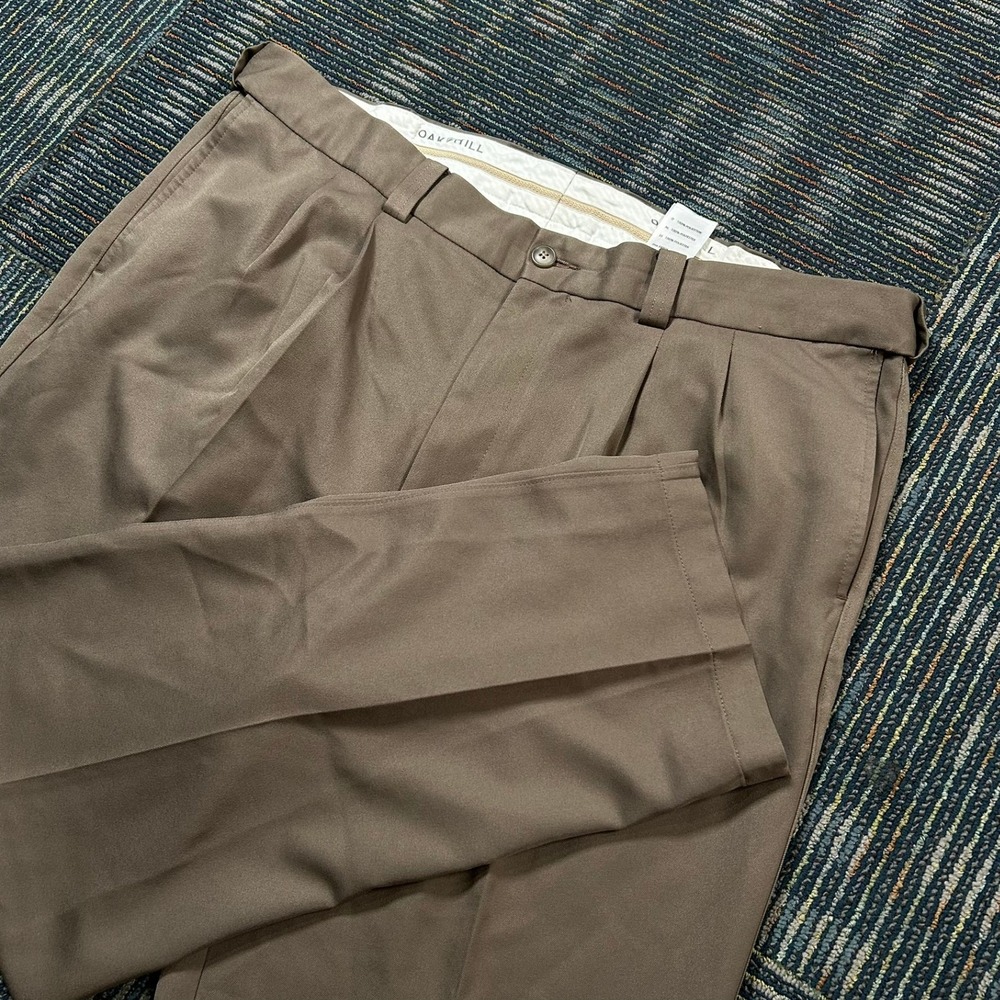Oak Hill Dress‎ Pants 42X30 Brown Pleated Relaxed Fit Trousers Polyester